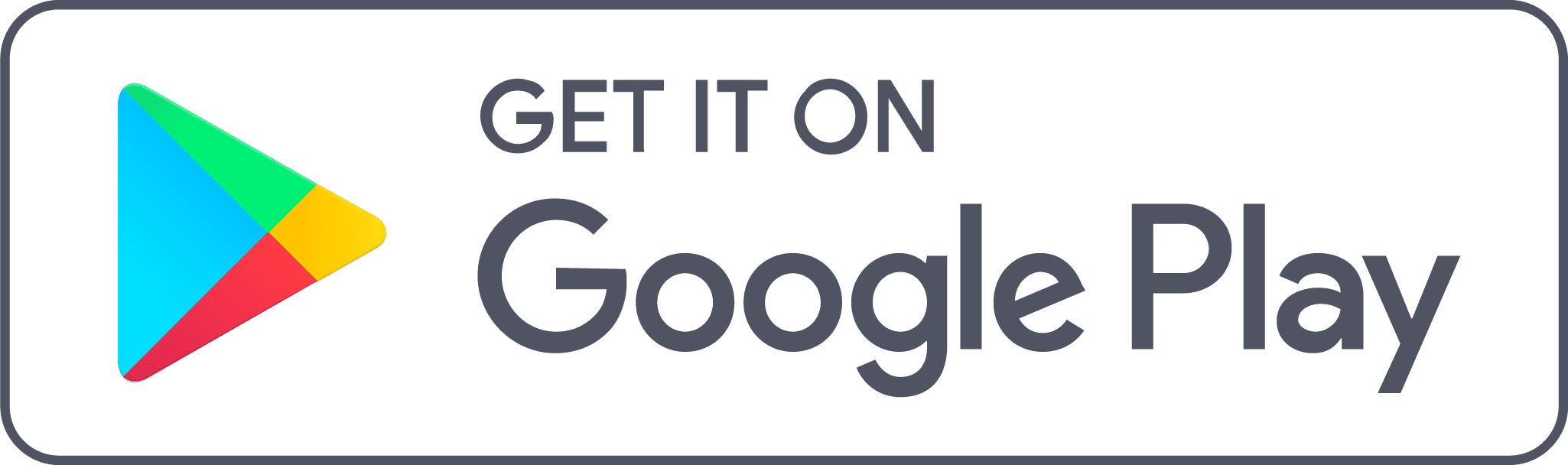 Google Play logo with text “Get it on Google Play” next to a colorful triangular play button icon, on a white background with a gray border.